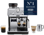 Máquina de café espresso De'Longhi La Specialista Arte EC9155.MB, cafetera con molinillo, 8 niveles de molienda, 15 bares, 3 temperaturas, boquilla para espuma de leche, 1550W, depósito de 1,7L, acero inoxidable/negro incluye kit de barista