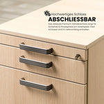 Contenedor con cajones bümö, archivador de madera bloqueable en arce: carrito para oficina como cajonera de escritorio, contenedor de oficina o archivador de escritorio con tiradores de barra