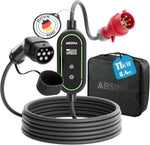 ABSINA Mobile Wallbox 11kW mit Einstellbarer Ladeleistung - Typ 2 Ladekabel E Auto 16A 3 phasig IP67 mit 6,6 m Kabel - 11kW Ladegerät für i3, e-Up, ID.3, Zoe, fortwo, Kona und viele mehr