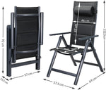 Casaria® Gartenstühle 4er Set Klappbar Gepolstert Alu 8- Fach Verstellbar 120 kg Belastbarkeit Wetterfest Outdoor Balkon Camping Hochlehner Klappstuhl