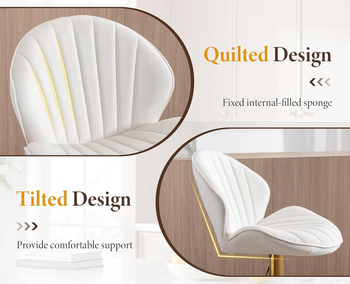 chairus 2er Set Barhocker Drehbar, Samt Barstuhl Höhenverstellbar, Moderne Barhocker für Küche Thekenhocker mit Fußstütze, Beige