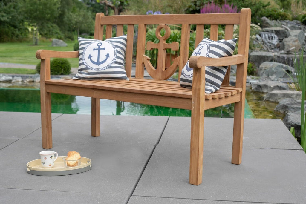 Banco de jardín de madera de teca Anker de 120 cm de bene living