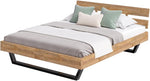 skølm Alver Massivholzbett 160x200 cm – Bettgestell aus Massivholz Eiche geölt – Holzbett mit schwarzen Metallkufen – hochwertiges Bett mit 2 Streben als Bettkopf – Bettrahmen geeignet als Doppelbett