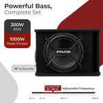 Caliber BC112SA-PRO – Subwoofer activo para coche de 12 pulgadas con amplificador integrado – Subwoofer para coche de 200W RMS – 1000W pico – Negro