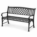 Banco de jardín de hierro fundido, 3 plazas, negro, 128 cm