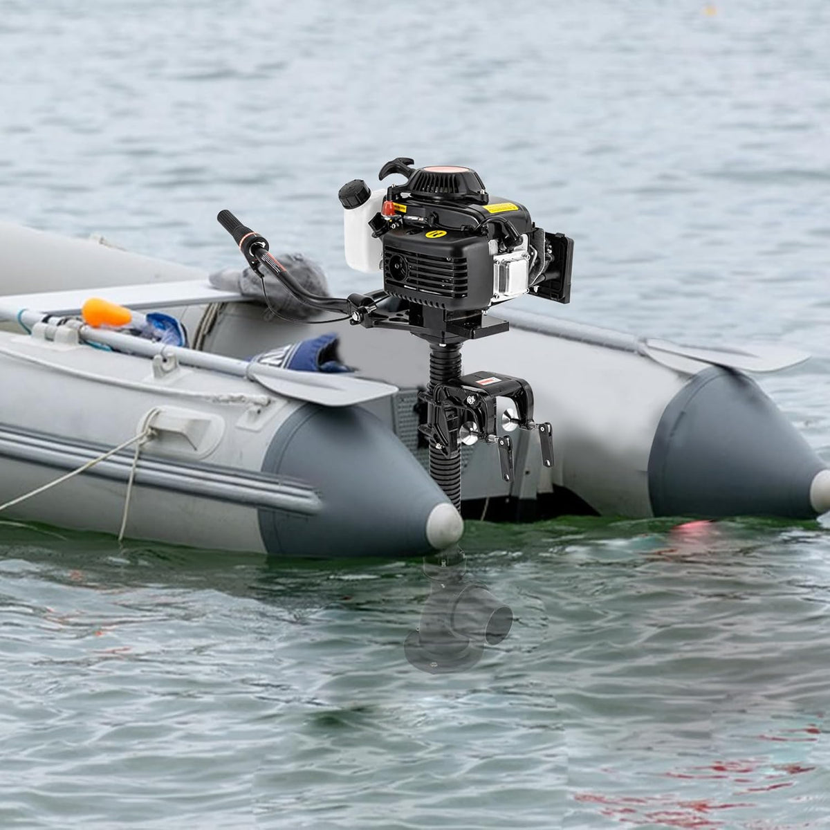 Motor fueraborda JJsdwin de 4 tiempos, motor de barco de 4 CV, potente motor fueraborda de 55 cc para botes inflables, barcos de pesca y embarcaciones de pesca, refrigerado por aire