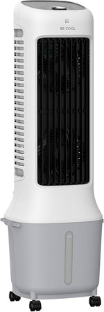 Enfriador de aire de torre premium BE COOL con depósito de agua de 10L y Wi-Fi – 38W, 24 velocidades, 3 modos de viento, alcance de flujo de aire de 12,5m, pantalla LED, control remoto, temporizador, función de secado de aire