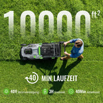 ETOOLAB Akku Rasenmäher 40V 2x20V 43cm 500m² brushless mulch kit 50L Fangkorb 6 Schnitthöhen 2x4,0Ah mit Ladegerät