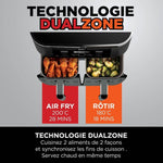Freidora de aire NINJA Foodi DualZone, 2 compartimentos, 2 zonas de cocción independientes, capacidad de 7,6 L, freidora de aire 6 en 1, máx. 240 °C, piezas antiadherentes extraíbles aptas para lavavajillas, negro AF300EU