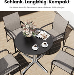 PHI VILLA Mesa de bistró 2 en 1 redonda, resistente a la intemperie, mesa de comedor pequeña multifuncional para taberna, jardín, balcón, cocina, Ø76x74,5 cm, negro