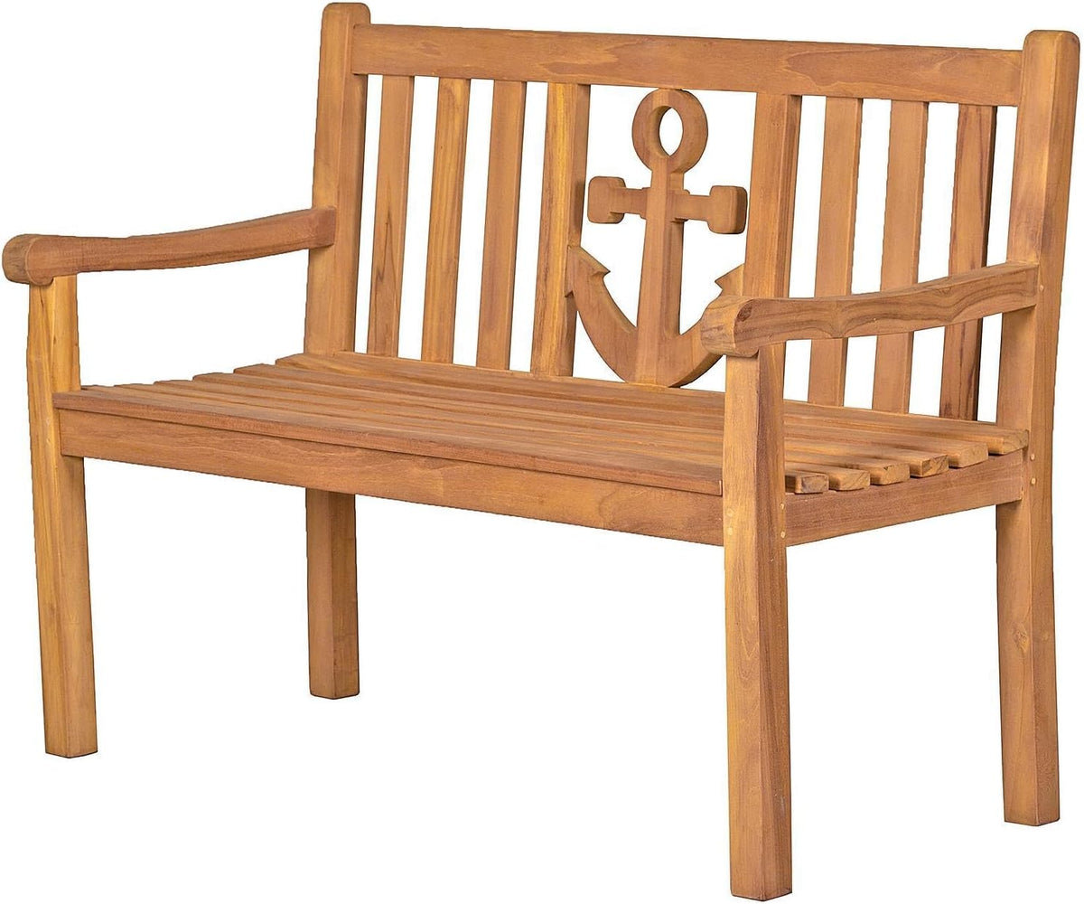 Banco de jardín de madera de teca Anker de 120 cm de bene living