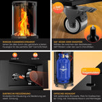 KESSER® Gasheizstrahler 4/8 kW Gas Piezozündung Heizung + Gasdruckregler + Cover, 360° Rollen Kippschutz, Terrassenheizstrahler Gasheizung Gasheizer Outdoor Kamin Mobiler Heizpilz, Heizer, Schwarz