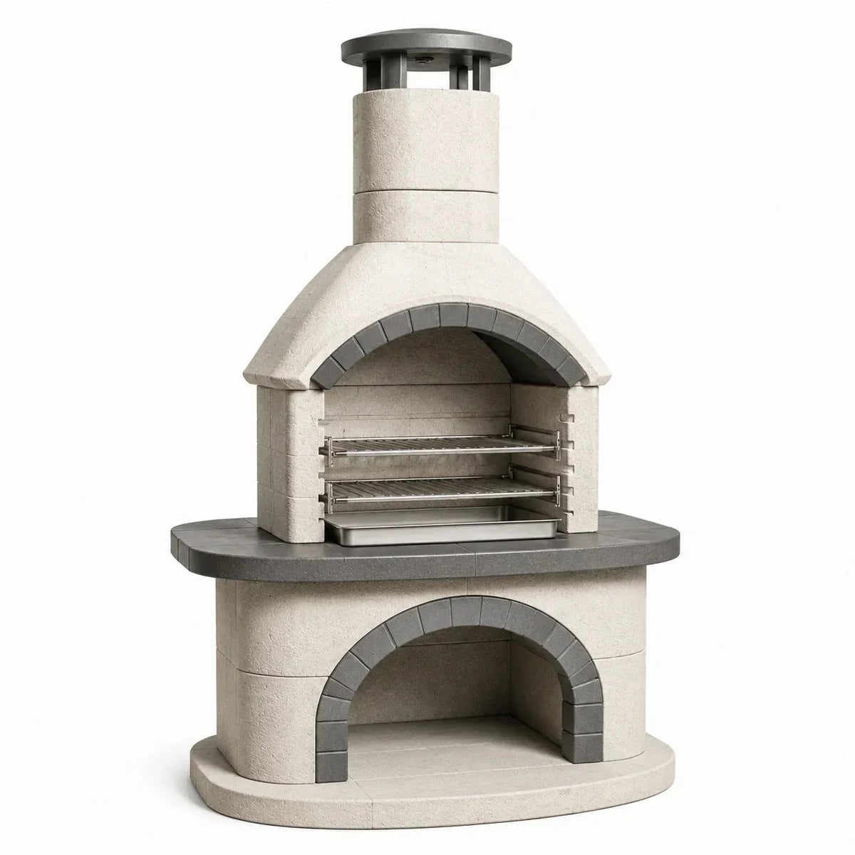 Barbacoa de hormigón refractario de 210 cm, gris/beige