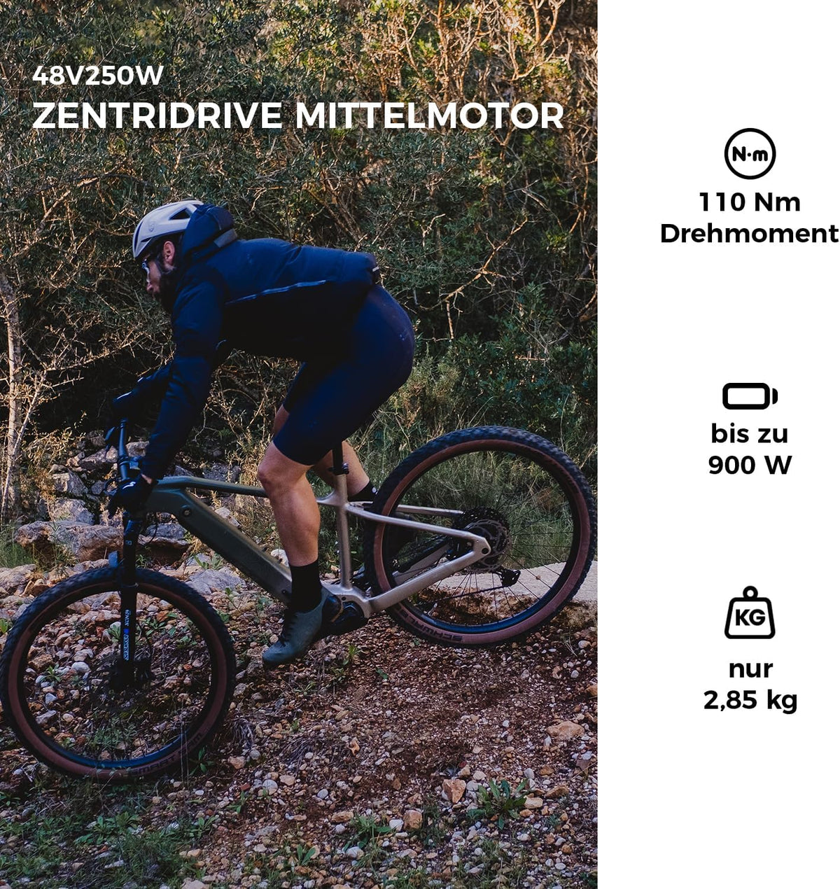 DERUIZ Dolomit E-Bike 29 pulgadas, bicicleta eléctrica para hombre y mujer con freno de disco hidráulico, motor central de 250 W y 110 Nm, batería de 48 V y 720 Wh, autonomía de hasta 180 km, bicicleta de montaña eléctrica todoterreno, 11 velocidades