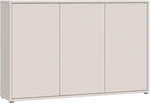 Cómoda Forte Alice Springs 150 155, aparador grande con 3 puertas de armario, pasillo, salón, dormitorio, madera de ingeniería, beige cachemira, 154,2 cm de ancho x 99,1 cm de alto x 34,9 cm de profundidad