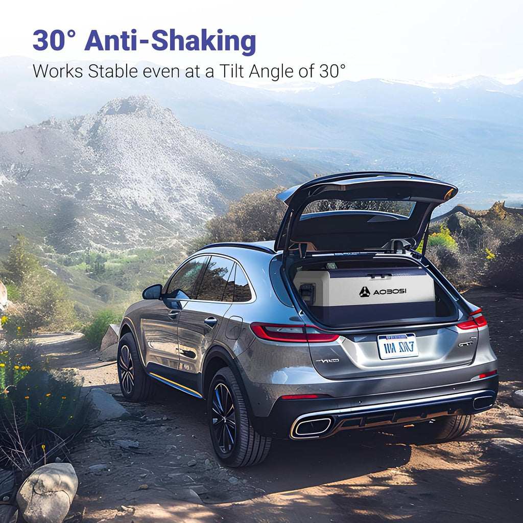 AAOBOSI Nevera portátil con compresor de 60 L, nevera para coche con control por APP, frigorífico de camping de 12/24 V y 100-240 V con puerto USB, -20 °C a 20 °C para coche, camión, barco, autocaravana, camping y viajes
