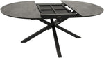 Mesa de jardín extensible DEGAMO Lyon, 140 cm redonda, extensible a 200 cm, aluminio antracita + ECP con aspecto de cerámica gris claro, para exteriores