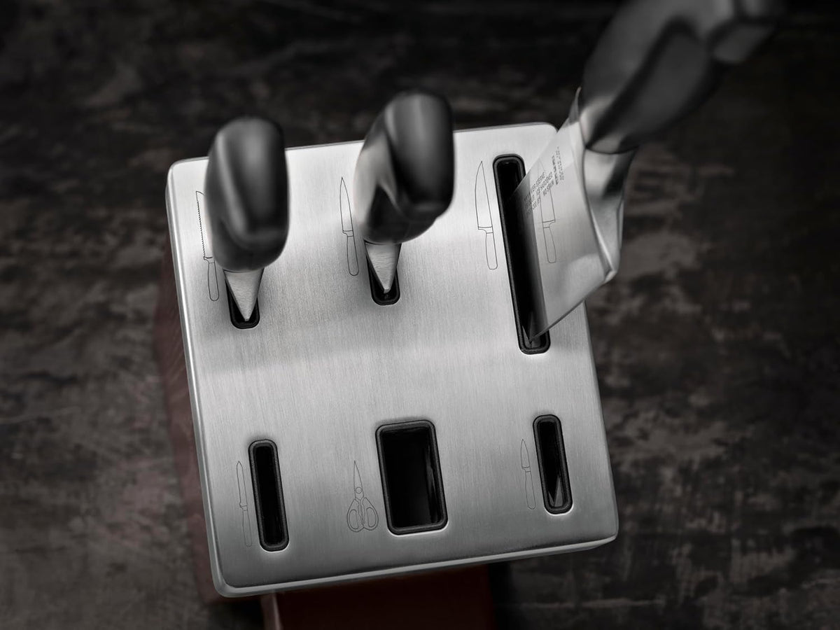 ZWILLING Vier Sterne Bloque de cuchillos autoafilable, hecho en Alemania | 7 piezas, acero especial inoxidable, marrón