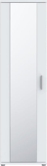Zapatero Forte NET106 blanco 50, mueble de recibidor estrecho con 6 estantes y frente de espejo, pasillo, recibidor, madera, blanco, 50,2 cm de ancho x 179,1 cm de alto x 34,8 cm de profundidad