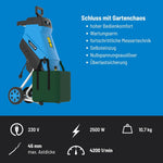 Güde Gartenhäcksler GH 2501 (2500 W, Messertechnik, wartungsarm, Selbsteinzug, Transporträder, Überlastsicherung, max. Astdicke 45 mm, inkl. Fangsack 45 L und Zuführhilfe)