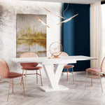 Malvi - Esstisch Ausziehbar auf 160 cm - 120x80x75 cm - Modern - Dinner Table - Esszimmertisch - Tisch für Esszimmer, Wohnzimmer - Ausziehtisch - Weiß Hochglanz