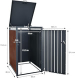 ML-Design Mülltonnenbox 3er 240L, Mülltonnenverkleidung für 3 Mülltonnen, Müllbox wetterfest, Mülltonnenhaus aus Stahl, Müllcontainer mit Deckel, abschließbare Tür, 200x80x116,3 cm Anthrazit-Rostoptik