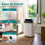 SereneLife 12,000 BTU Portable Air Conditioner with Dehumidifier, Heat, & Fan | Wi-Fi Enabled Portable AC Unit for Wide Area Climate Control | Compact Standing Air Conditioner with Window Kit