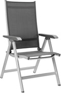 Silla de jardín de respaldo alto Kettler Basic Plus Advantage, ajustable, fácil de plegar, silla plegable práctica, aluminio y plástico resistente, muebles de jardín resistentes a la intemperie, plata/antracita