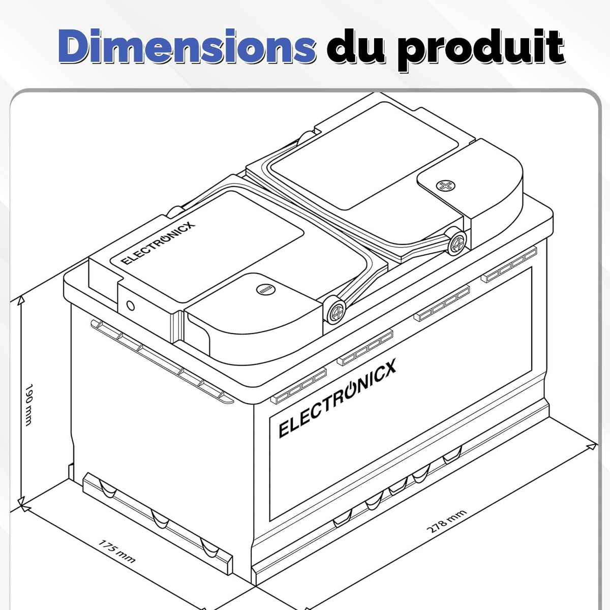 Batería AGM Electronicx 100Ah Premium 12V recargable - Batería de coche para autocaravana y panel solar 100 Ah