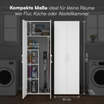 Set de armarios multiusos Bellamio de 2 piezas – Conjunto de armarios con archivador y armario escobero en blanco – Armario despensa con compartimento para aspiradora – Armario para el hogar de madera de 60 cm de ancho – Armario multiusos de 2 unidades