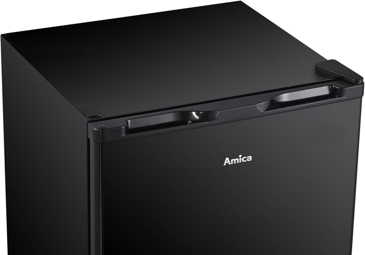 Amica Vollraum-Kühlschrank Freistehend 85x47,5x44,5 cm 90L Inverter Kompressor LED Beleuchtung Gemüseschublade Türablagen AVK 3510 SW - Schwarz