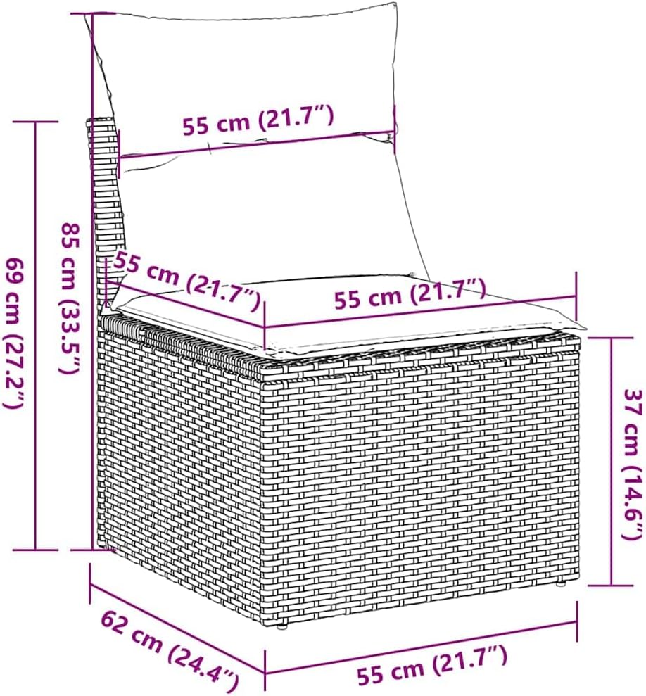 vidaXL 5-TLG. Garten-Sofagarnitur mit Kissen Grau Poly Rattan Akazie, Outdoor Sofagarnitur, Gartensofa Set, Lounge Set, Sofagarnitur Terrasse