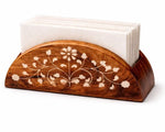 Juego de 2 servilleteros de madera con diseño floral para mesa