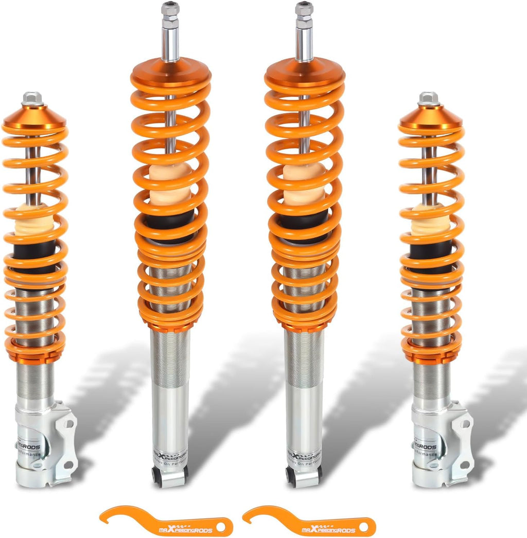 maXpeedingrods 4 Lotes de Coilovers Amortiguadores Roscados para VW Corrado Golf MK2 MK3 Jetta II? Kit de Resortes de Suspensión Amortiguadores de Altura Ajustable - Dorado