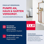 T.I.P. Hauswasserwerk HWW 4500 INOX aus Edelstahl mit 1200 W Leistung I 4350 l/h Fördermenge bis 50 m Höhe I 5 bar Druck mit Manometer I 22 L Kessel I robust, korrosionsfrei, sicher mit Überlastschutz