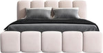 Cama tapizada A&J MöbelLand 140x200 con arcón y somier – Sonic, cama con colchón y almacenamiento en beige