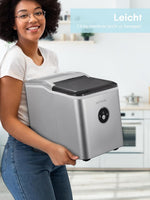 Eiswürfelmaschine Testsieger 2025, 14 kg 24 Stunden, 9 Eiswürfel in 6-8 Minuten, Gerauscharmer Betrieb, 120W Ice Maker mit Schaufel u. Korb, Eiswürfelbereiter Klein für Zuhause, Büro
