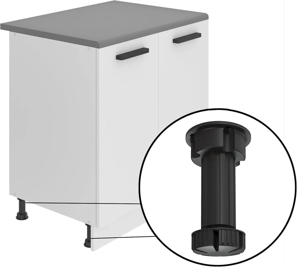 Cocina compacta Belini Madison - Muebles de cocina de 240 cm, cocina equipada sin electrodomésticos, con armarios altos y bajos, con encimeras, blanco brillo