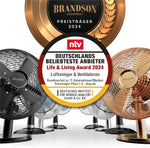 Brandson - Ventilador de mesa diseño retro - ventilador con 3 niveles de velocidad - ventilador móvil - oscilación de 80°, ángulo de inclinación aprox. 40° - carcasa de metal robusta - Silverline