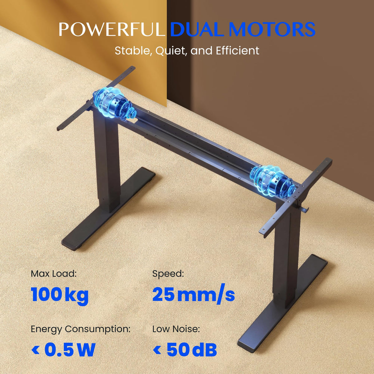 FLEXISPOT Base de mesa ajustable en altura E1 Pro motor dual, gestión de cables, pantalla LED de altura, 4 memorias, oficina, hogar.