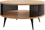 Mirjan24 Couchtisch mit Ablage Rajkon, Runde Form, Metallbeine, Kaffeetisch, Wohnzimmertische, Beistelltisch, Sofatisch, Teetisch (Eiche Craft Gold, Schwarz)