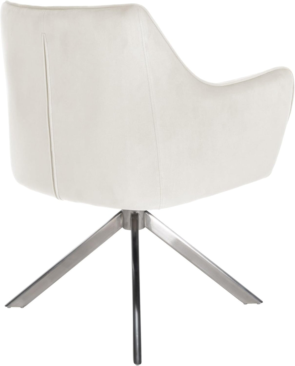 CLP Silla de comedor Swing con tapizado de terciopelo I Silla acolchada giratoria I Silla de cocina con respaldo, color: crema, color de la estructura: acero inoxidable