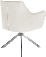 CLP Silla de comedor Swing con tapizado de terciopelo I Silla acolchada giratoria I Silla de cocina con respaldo, color: crema, color de la estructura: acero inoxidable