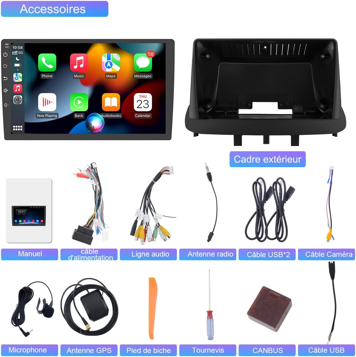 AWESAFE Autorradio Android 13 para Renault Megane 3 Fluence Samsung SM3 2008-2014, pantalla táctil de 9", WiFi, CarPlay y Android Auto, 2GB RAM + 64GB ROM, Bluetooth, GPS, FM/AM, DSP