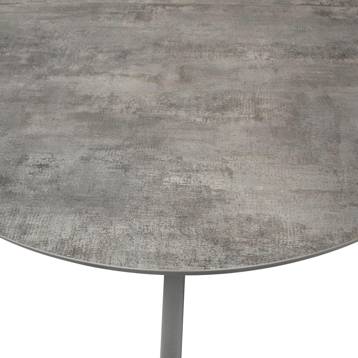 Mesa de jardín extensible DEGAMO Lyon, 140 cm redonda, extensible a 200 cm, aluminio antracita + ECP con aspecto de cerámica gris claro, para exteriores