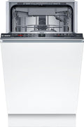 Bosch SPV2HMX42E, Serie 2, Smarter Geschirrspüler Vollintegriert, 45 cm breit, Besteckschublade, extra Trocknung auf Knopfdruck, höhenverstellbarer Oberkorb, leiser und effizienter Motor, mit aquaStop