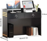 Mostrador de recepción moderno con 2 cajones con cerradura, mesa de caja para comercios, cajeros, recepción, muebles de oficina elegantes para espacios profesionales