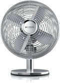 Brandson - Ventilador de mesa diseño retro - ventilador con 3 niveles de velocidad - ventilador móvil - oscilación de 80°, ángulo de inclinación aprox. 40° - carcasa de metal robusta - Silverline