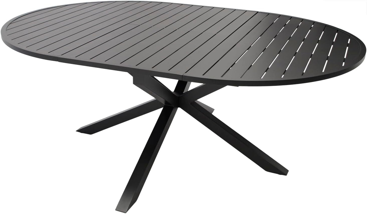 DEGAMO Gartentisch Ausziehtisch Arles 140cm rund, ausziehbar auf oval 200cm, Aluminium anthrazit, Outdoor, wetterfest