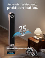 DREO 25dB Smart Leiser Turmventilator mit Kühlung, 106cm WiFi Alexa Tower Fan, 90° oszillierender Ventilator, Fernbedienung 9-Geschwindigkeit 4 Modi 12 Std Timer Sprachsteuerung, Sternenlicht